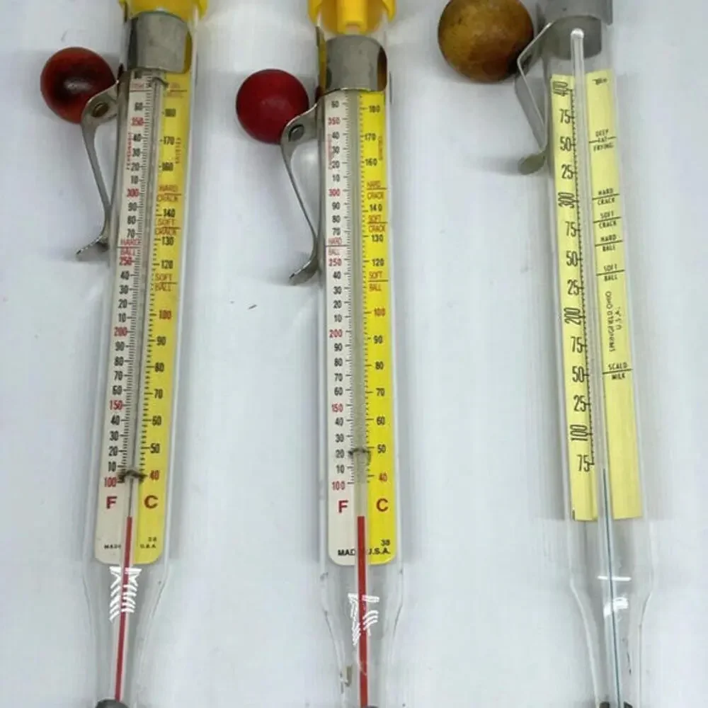 Candy Deep Fat Glass Kitchen‎ Thermometer LOT of 3 Chaney Acu-Rite Vintage